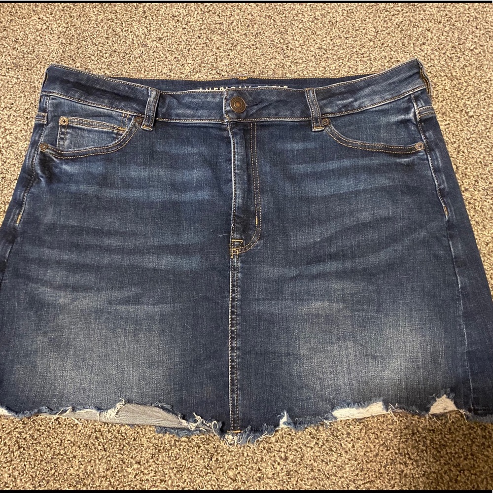 AE Next Level Stretch High Rise Denim Mini Skirt